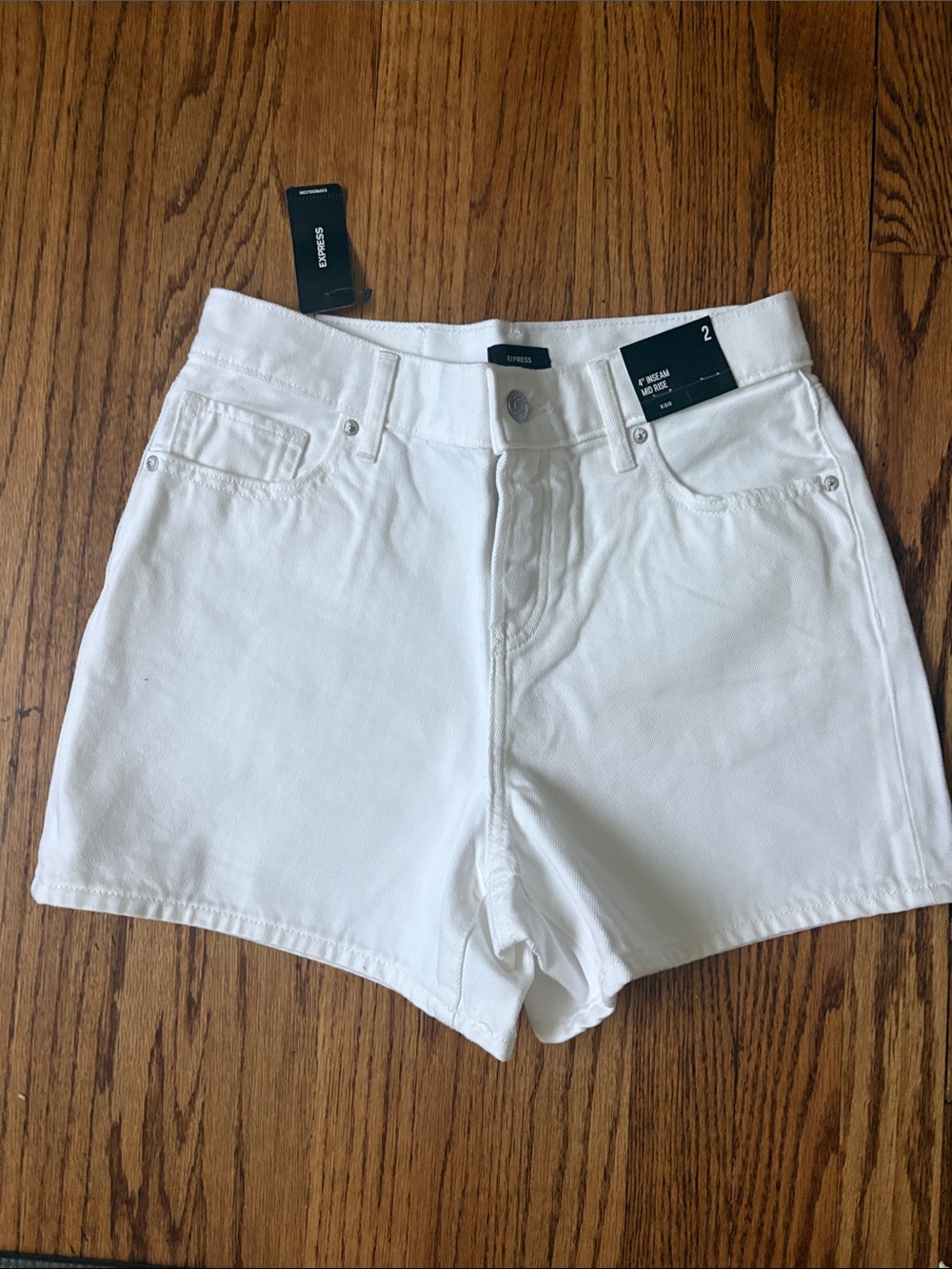 NWT Express white denim shorts